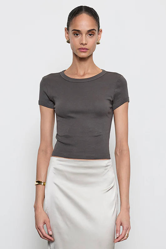Supima Baby Cropped Tee - Slate by Enza Costa | 25 South Boutiques