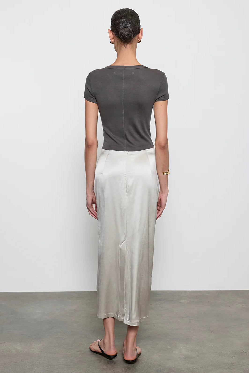 Supima Baby Cropped Tee - Slate by Enza Costa — view 4