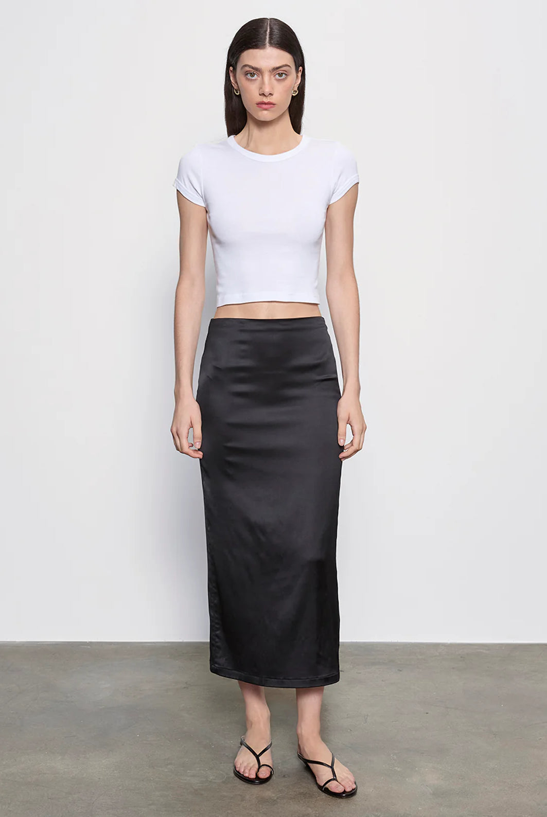 Supima Baby Cropped Tee - White by Enza Costa — alternate view