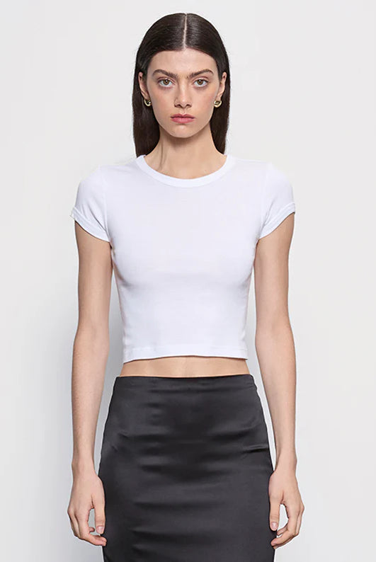 Supima Baby Cropped Tee - White by Enza Costa | 25 South Boutiques