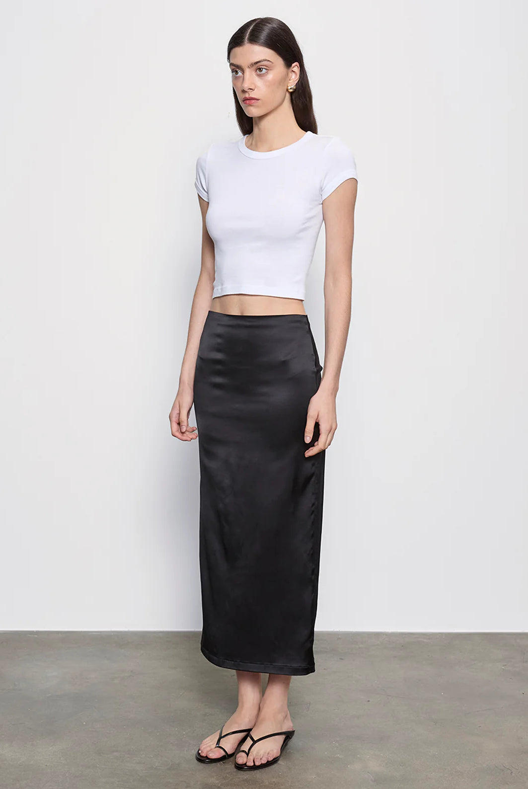 Supima Baby Cropped Tee - White by Enza Costa — view 3