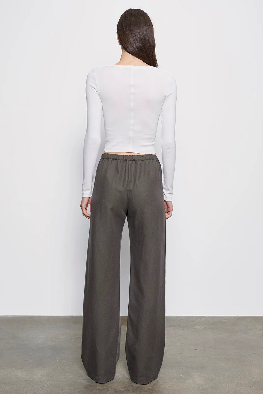 Supima Baby Rib L/S Cropped Top - Pearly Grey by Enza Costa — view 4