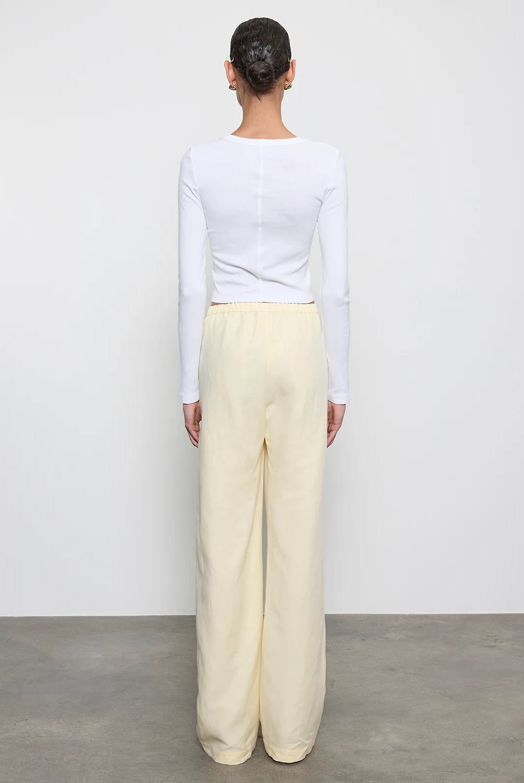 Supima Baby Rib L/S Cropped Top - White by Enza Costa — view 4