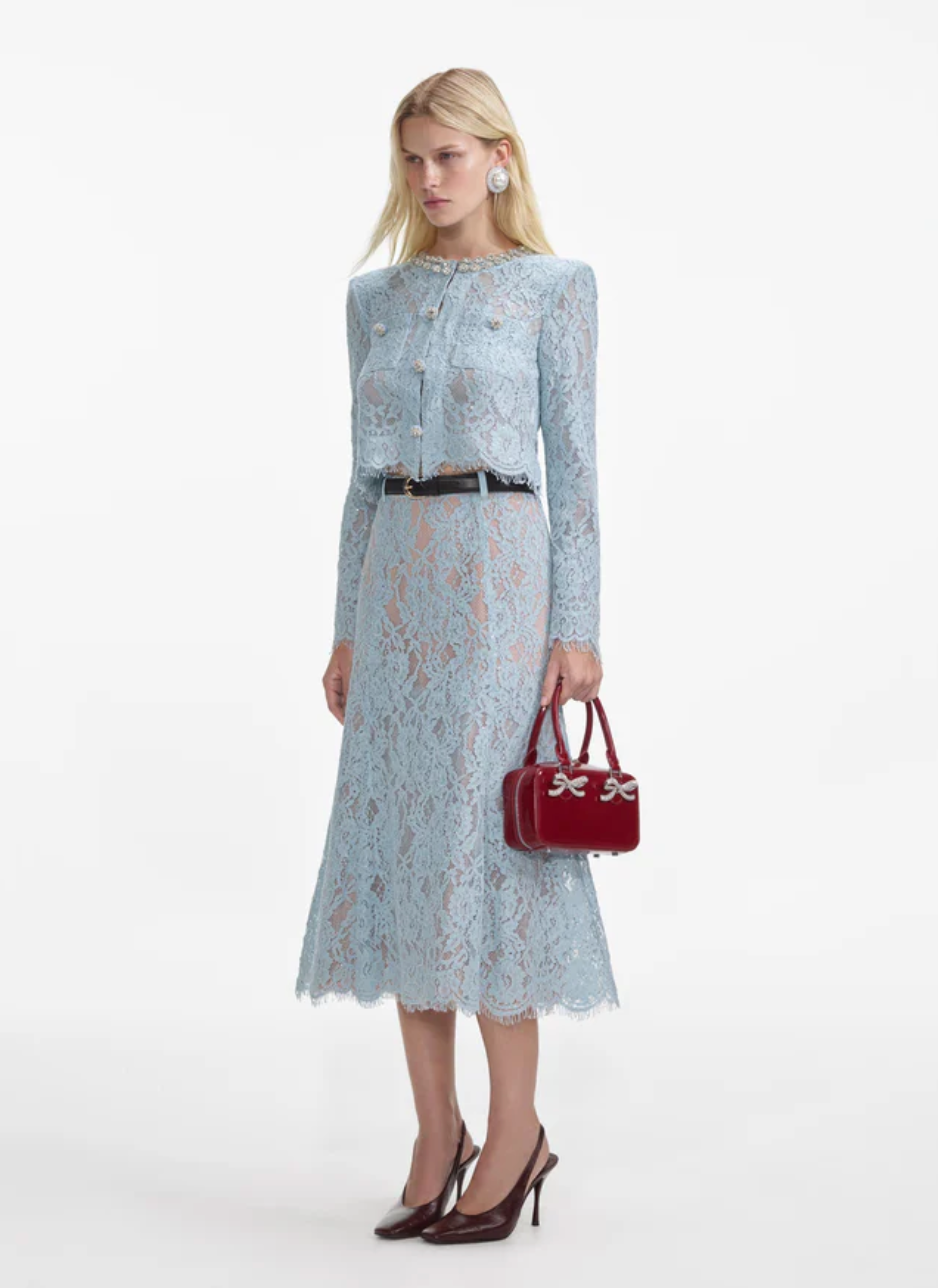Embellished Top - Blue Lace by Self-Portrait — view 4
