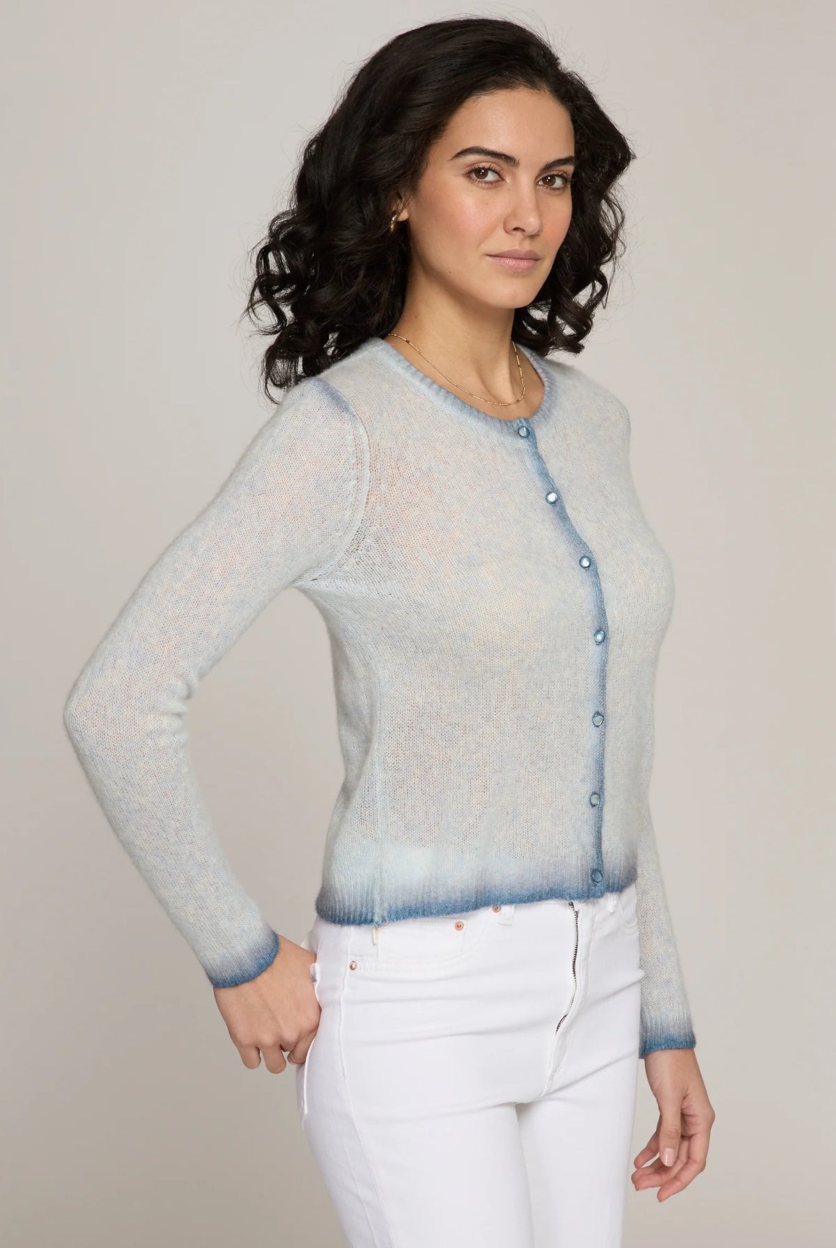 Smudge Tip Cardigan - Mist Combo by Autumn Cashmere — alternate view