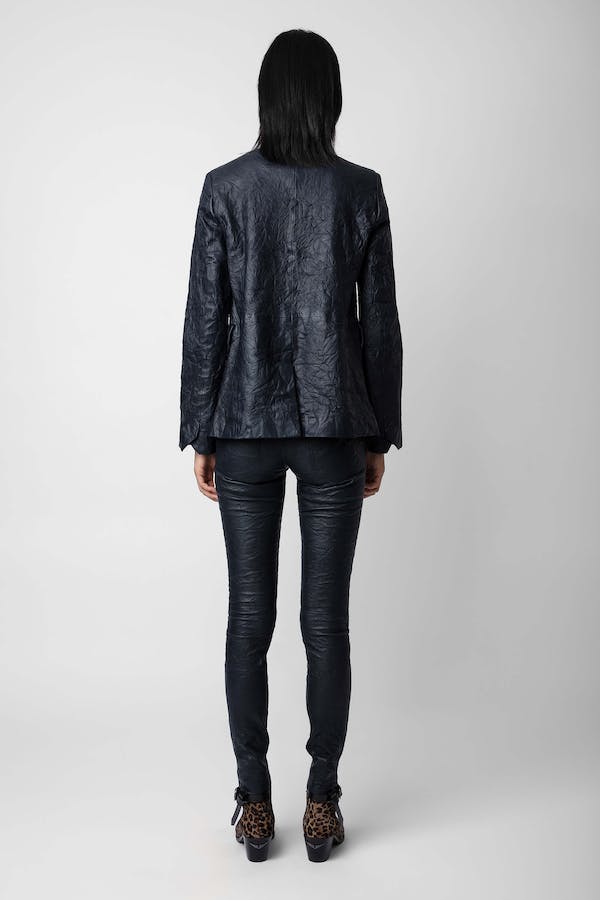 Very Crinkled Leather Blazer - Encre by Zadig & Voltaire — view 4