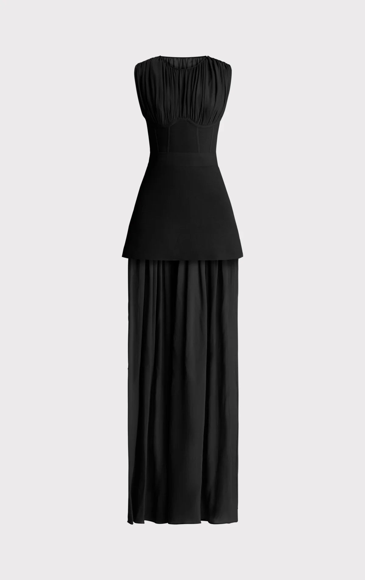 Milano Corset Silk Chiffon Ruched Gown - Black by Herve Leger — view 5
