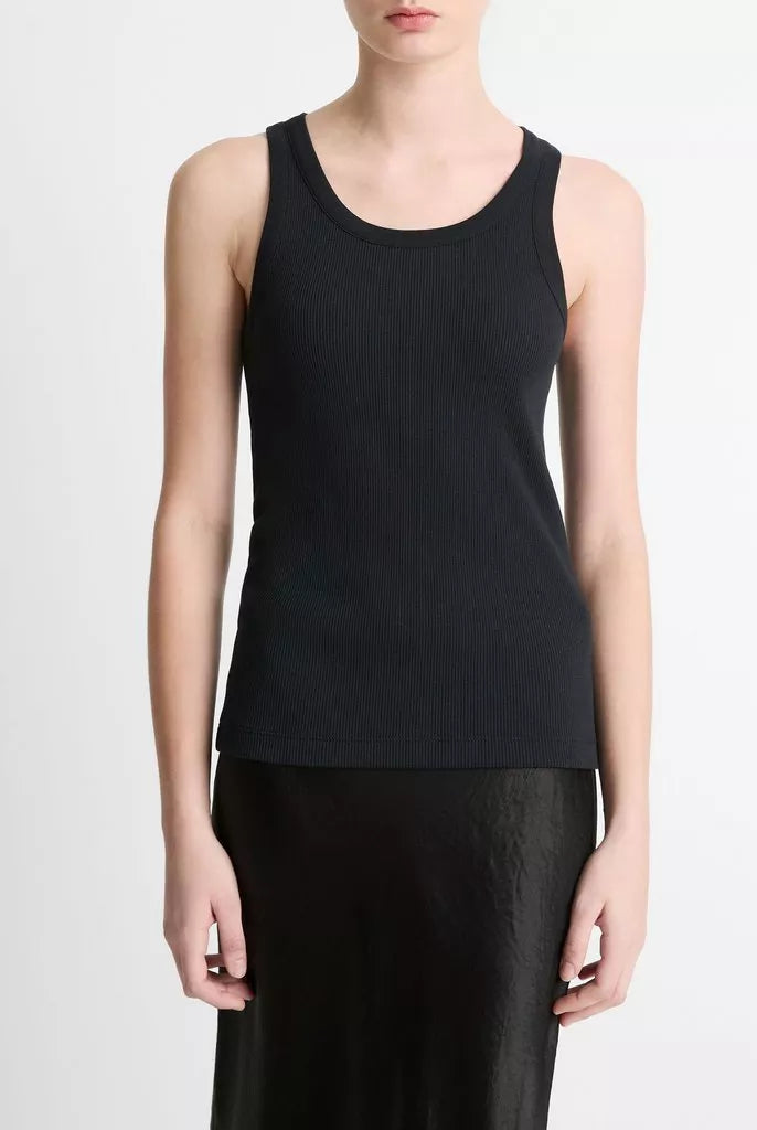 Ribbed Scoop-Neck Tank - Black by Vince | 25 South Boutiques