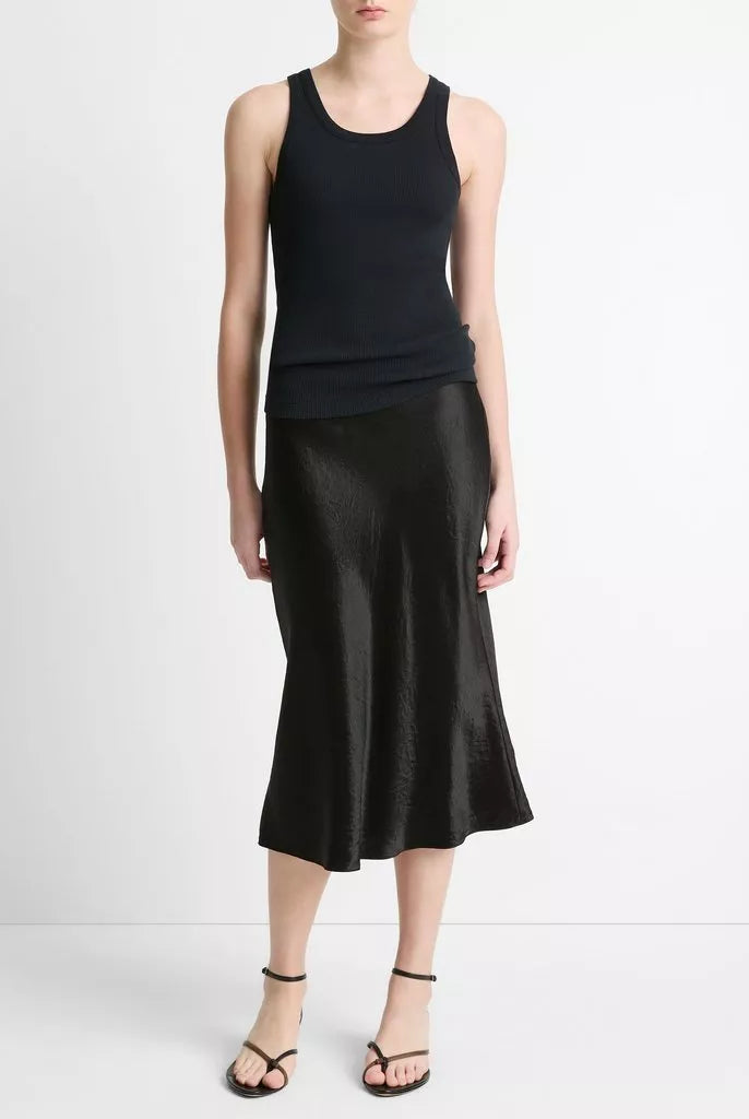 Ribbed Scoop-Neck Tank - Black by Vince — alternate view