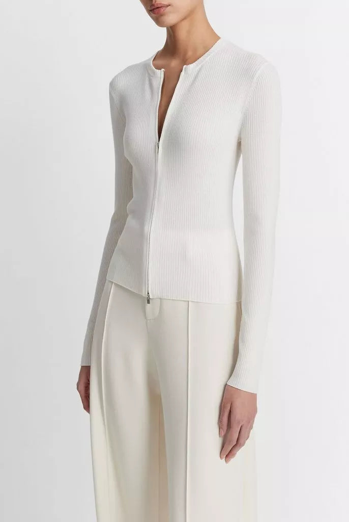 Ribbed Wool-Blend Slim Cardigan - Off White by Vince | 25 South Boutiques