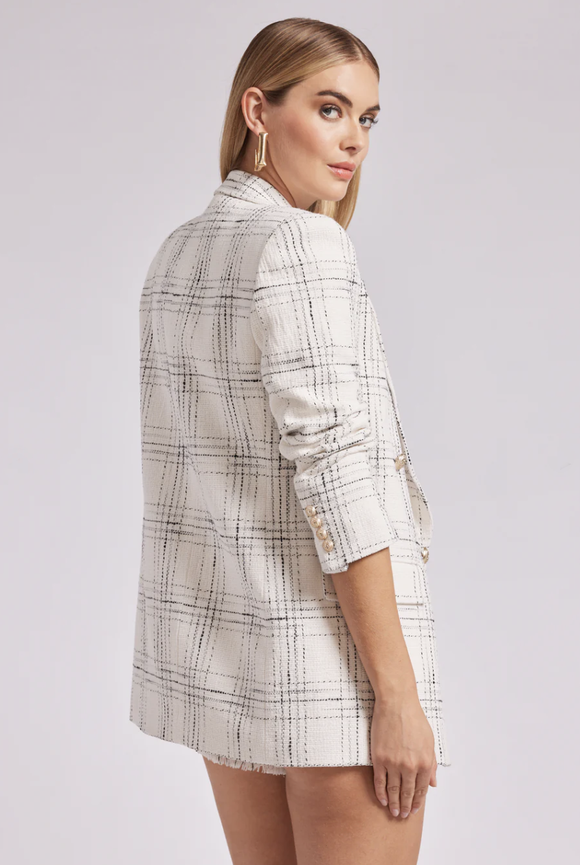 Talan Tweed Blazer - White by Generation Love — alternate view