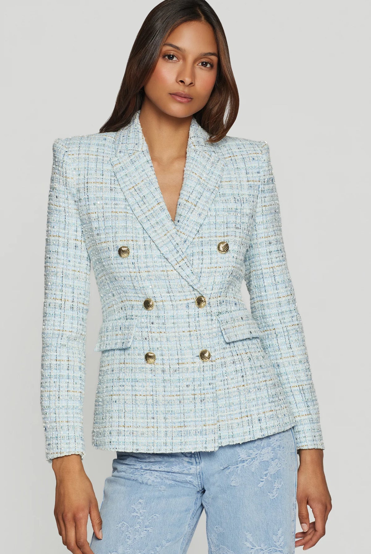 Arielle Tweed Blazer - Aqua Melange by Generation Love | 25 South Boutiques