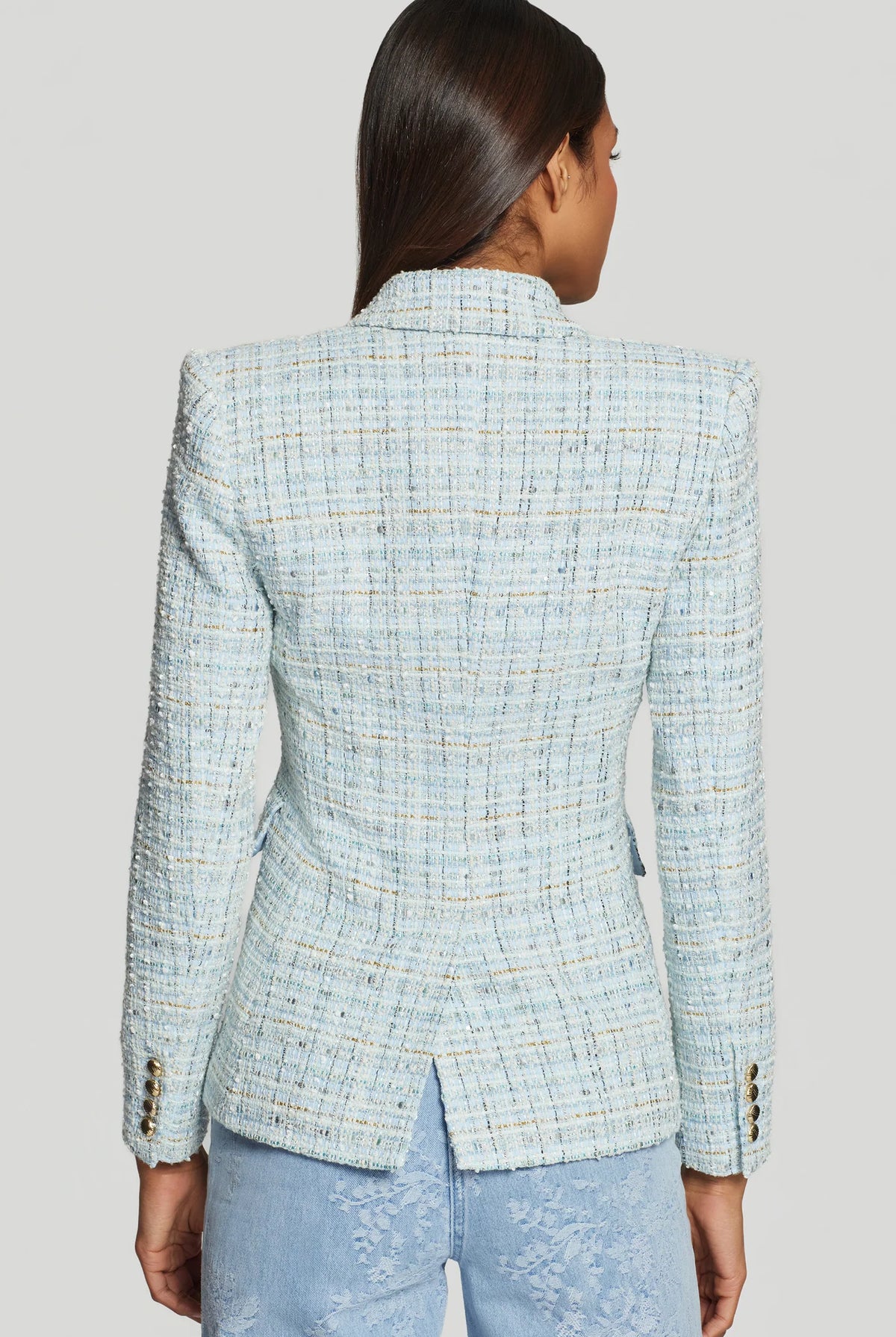 Arielle Tweed Blazer - Aqua Melange by Generation Love — view 3