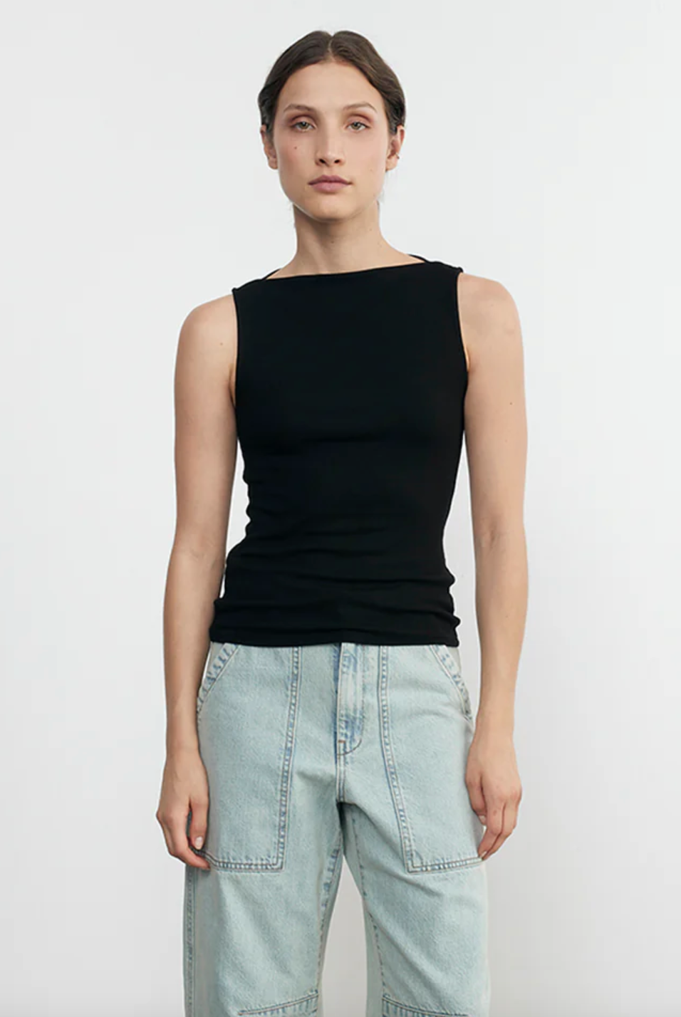 Silk Rib Sleeveless Boatneck - Black by Enza Costa | 25 South Boutiques