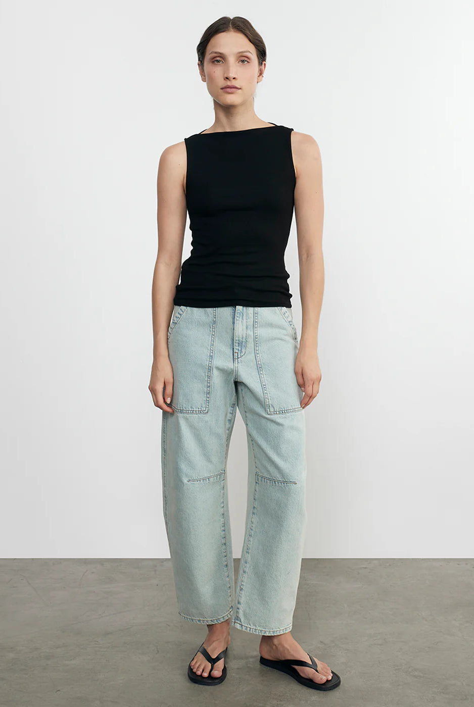 Silk Rib Sleeveless Boatneck - Black by Enza Costa — alternate view