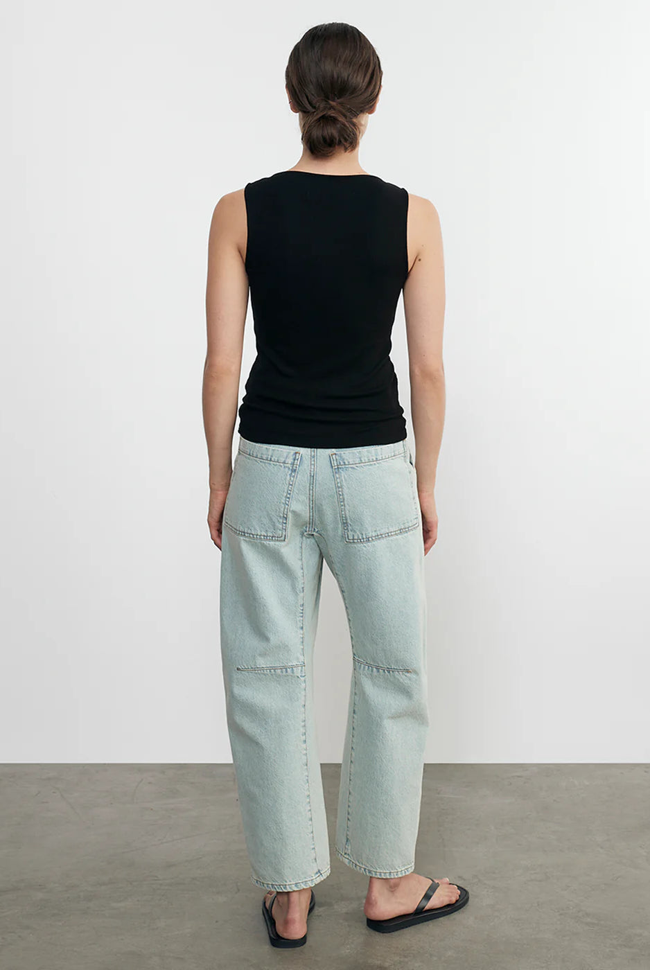 Silk Rib Sleeveless Boatneck - Black by Enza Costa — view 4