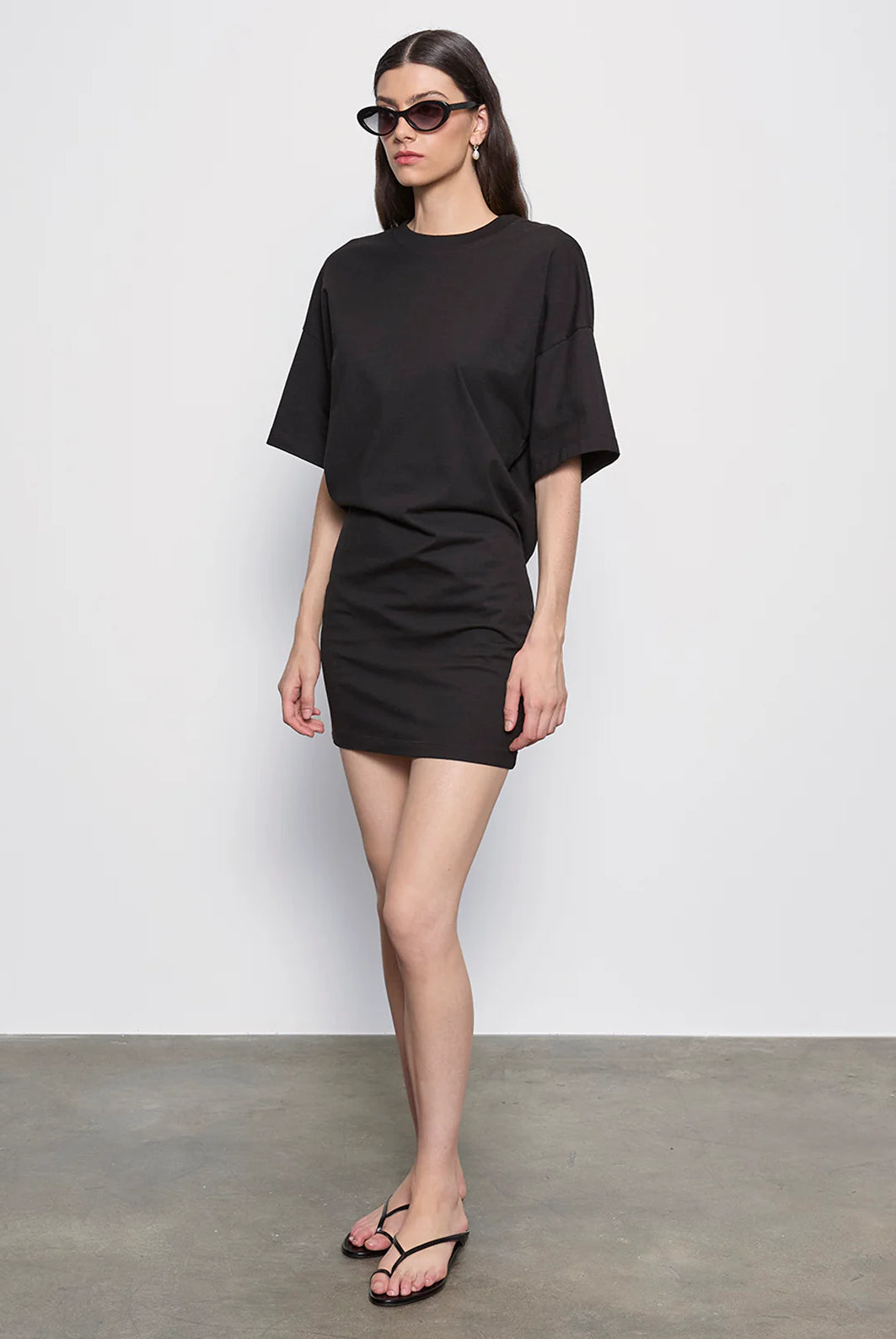 S/S Supima Curve Mini Dress - Black by Enza Costa — alternate view