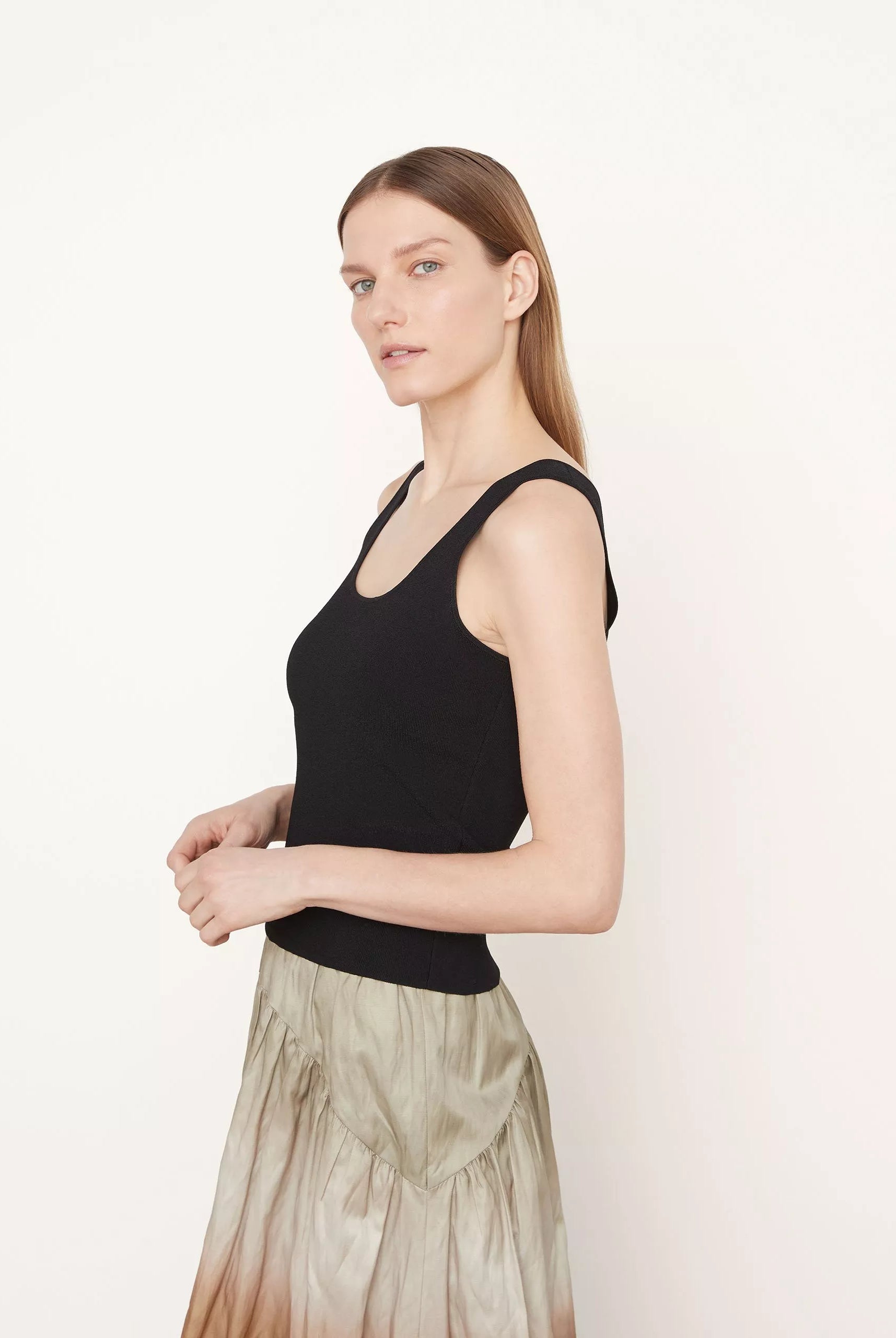 Scoop Neck Tank - Black by Vince — alternate view