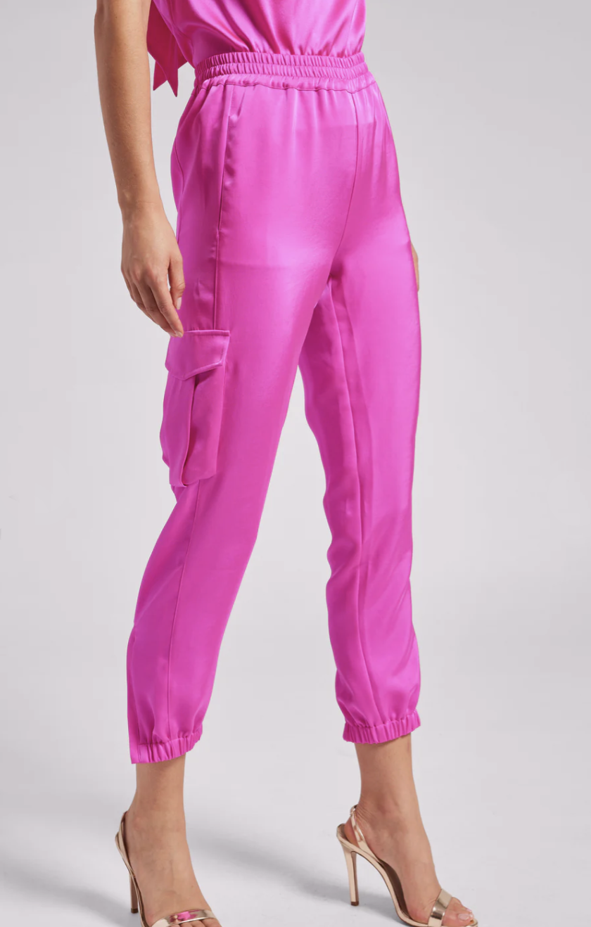 Chandra Satin Jogger - Hot Pink by Generation Love — alternate view
