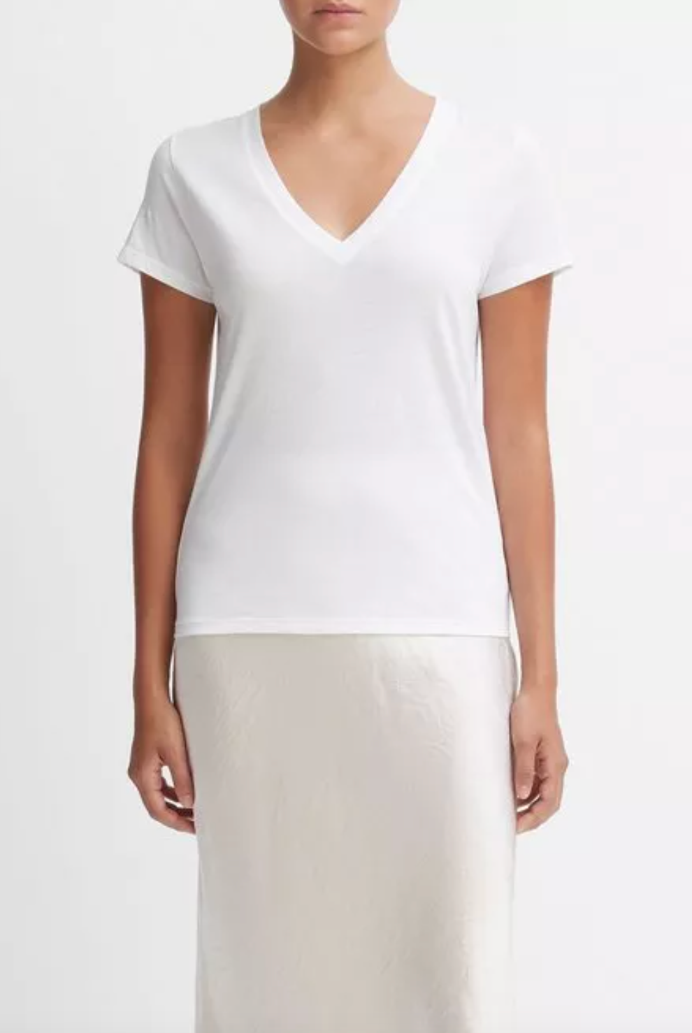 Essential Pima Cotton V-Neck T-Shirt - Optic White by Vince | 25 South Boutiques