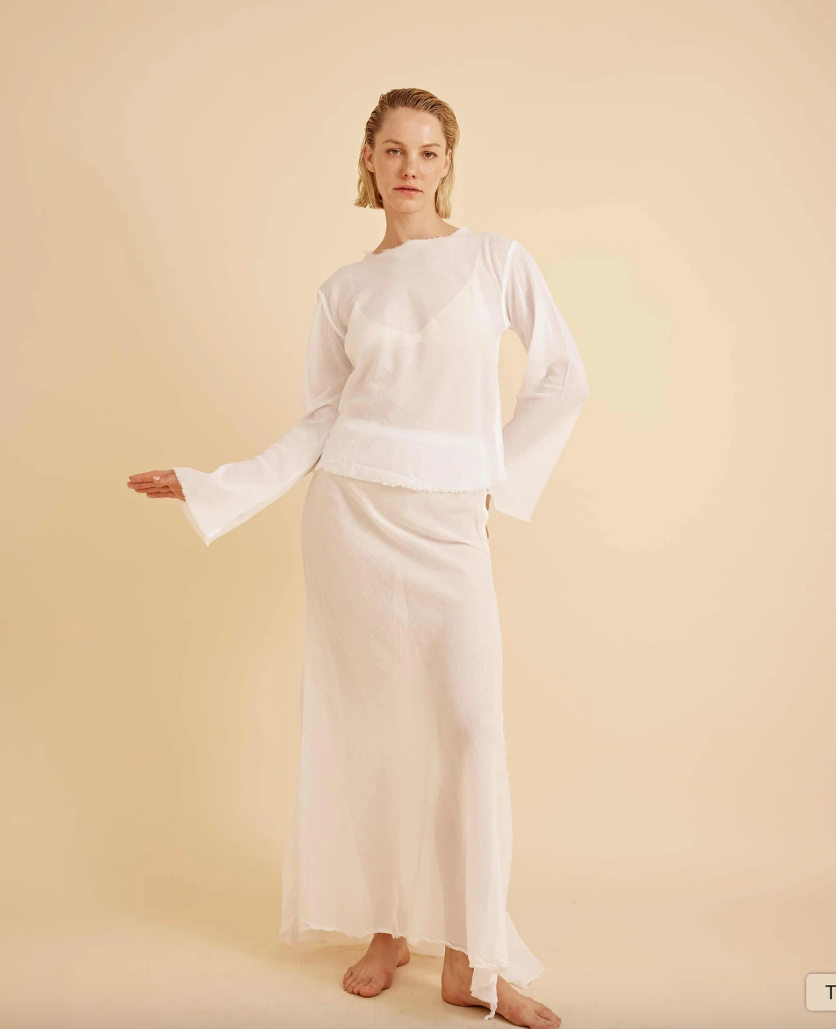 Jennifer Gauze Maxi Skirt - Bone by ALL III | 25 South Boutiques