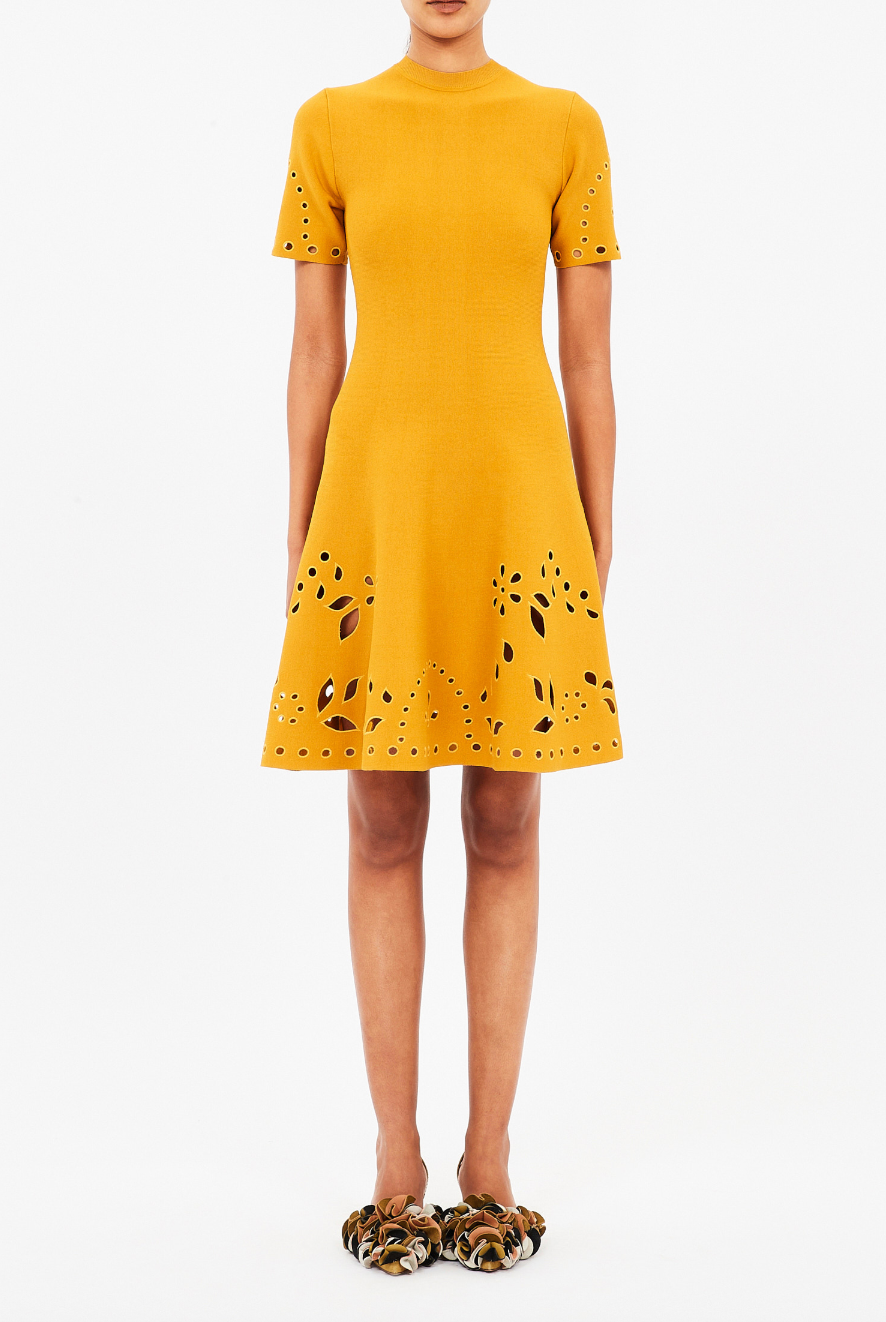 Fania Short Sleeve Knit Mini Dress - Goldenrod by Ulla Johnson | 25 South Boutiques