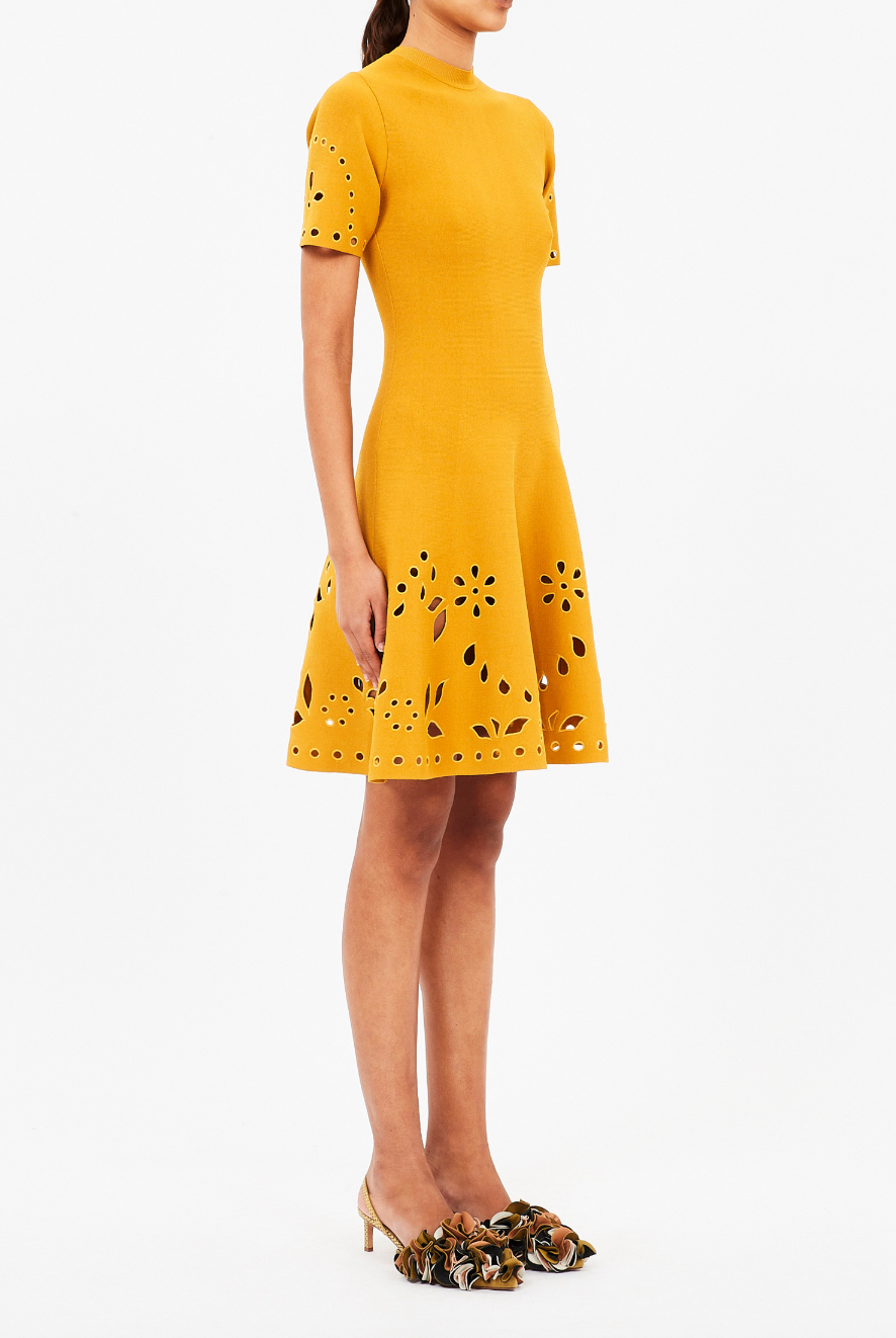 Fania Short Sleeve Knit Mini Dress - Goldenrod by Ulla Johnson — alternate view