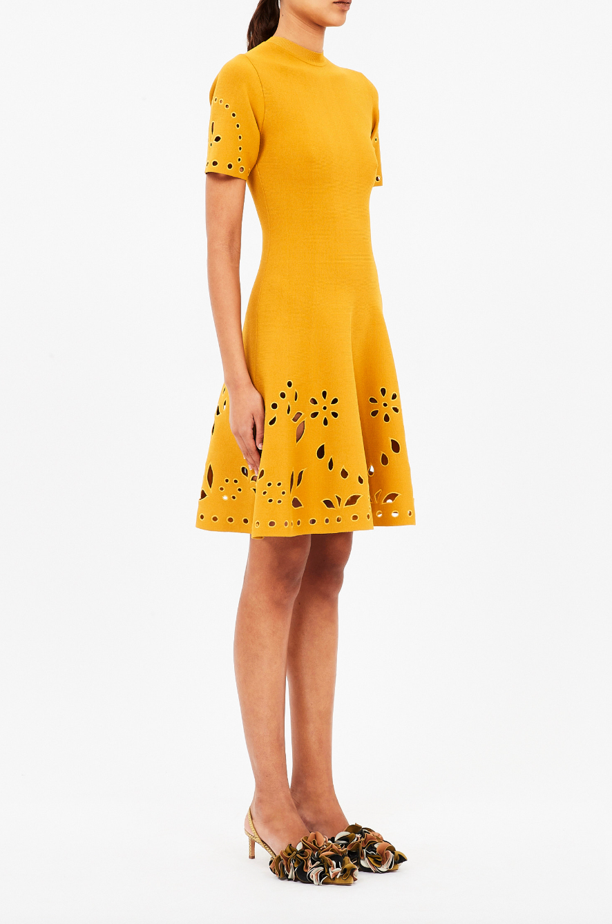Fania Short Sleeve Knit Mini Dress - Goldenrod by Ulla Johnson — alternate view