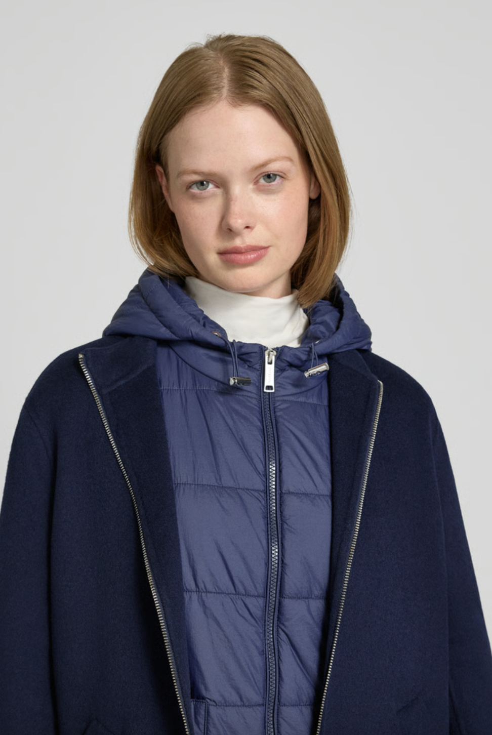 Saffico Zip Reversible Hooded Coat - Navy by Marella — view 4