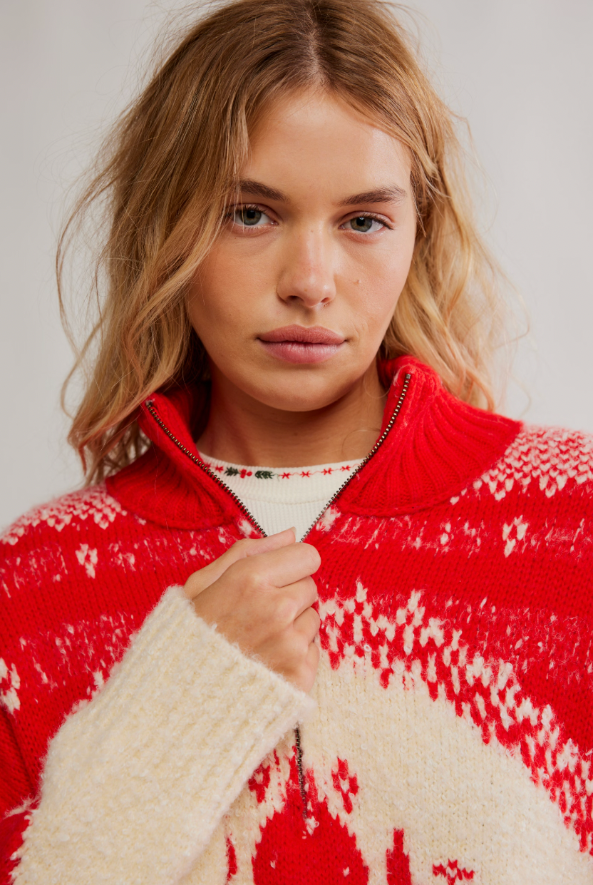 Mythical Knit Sweater - Vanilla Scarlett Combo by Free People — view 4