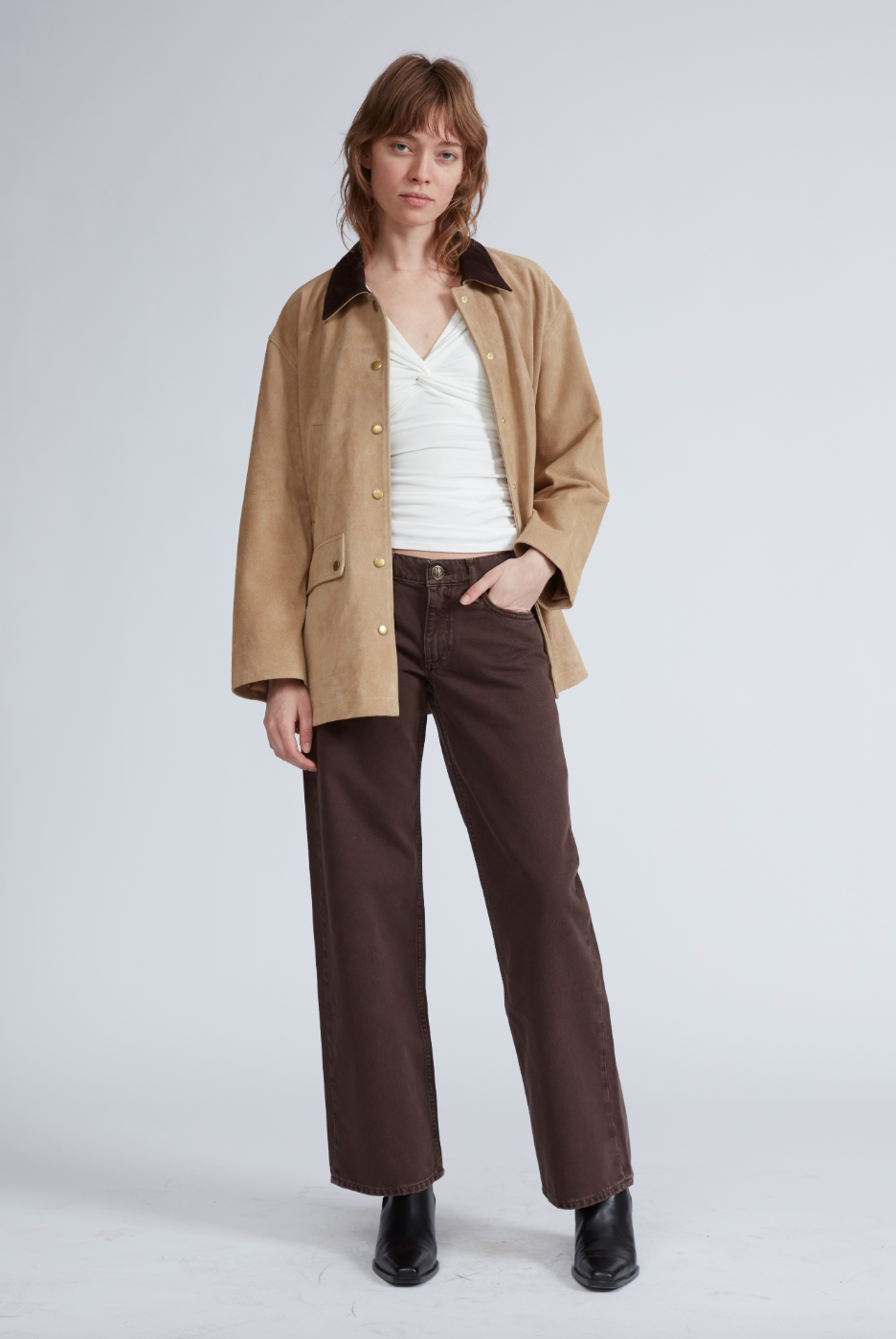 Saige Relaxed Straight Lightweight Rigid Jeans - Dark Brown Stone by Rag & Bone | 25 South Boutiques