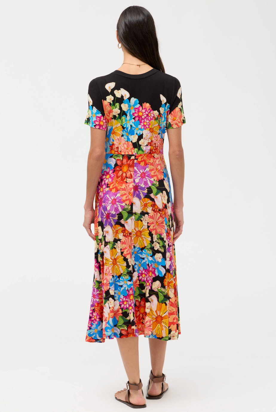 Janie Favorite V Neck Dress - Gerbera Scarf by Johnny Was — view 3