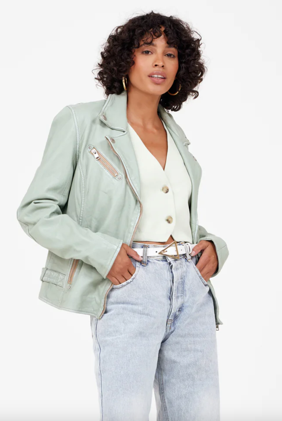 Sofia Leather Jacket - Frosty Green by Mauritius | 25 South Boutiques