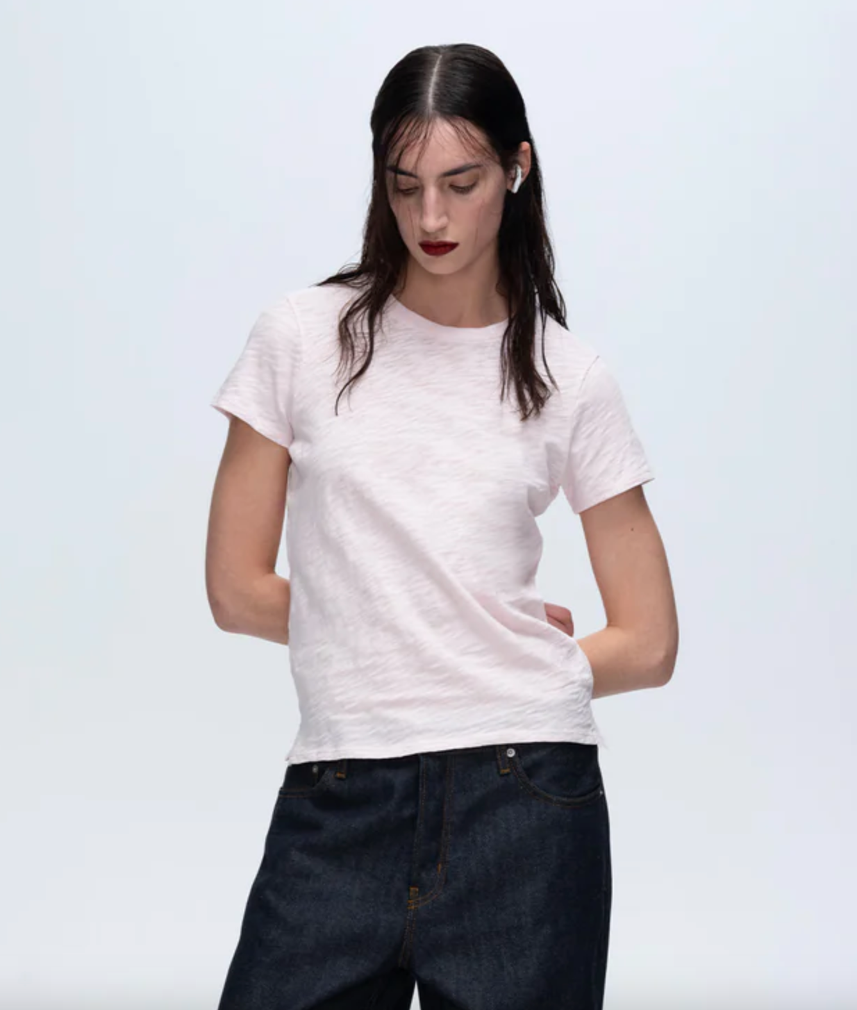 Slub Jersey Schoolboy Short Sleeve Crew - Pink Camelia by ATM | 25 South Boutiques