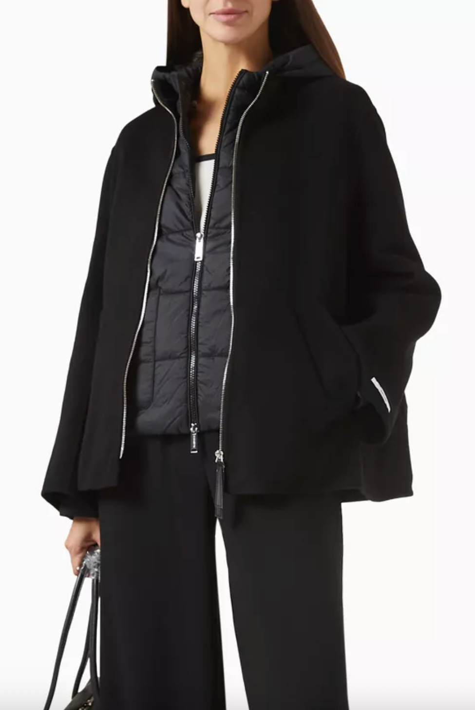 Saffico Zip Reversible Hooded Coat - Black by Marella | 25 South Boutiques