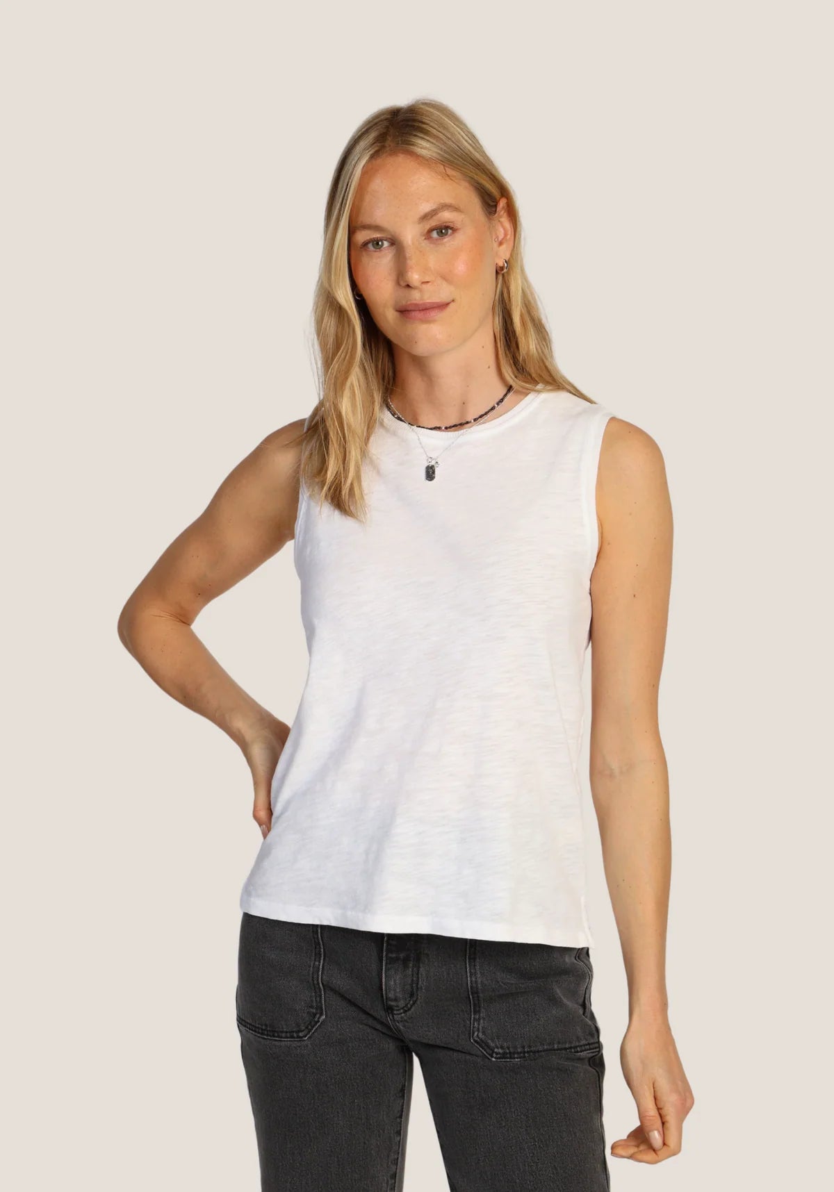 Sleeveless Modern Crew - White by Dylan | 25 South Boutiques