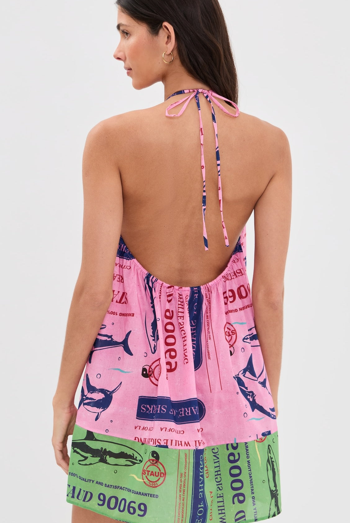 Dani Dress - Parcel Print Pink by STAUD — view 4