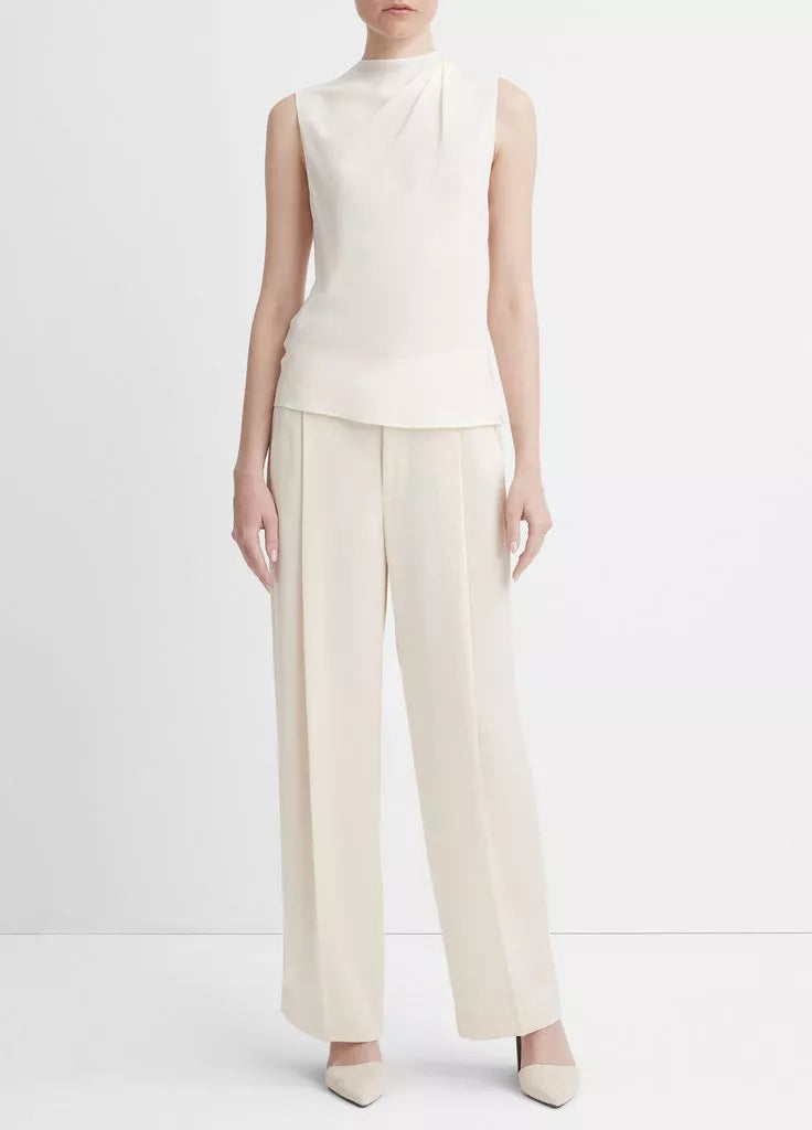 Stretch-Silk Draped Sleeveless Blouse - Chiffon by Vince — view 4