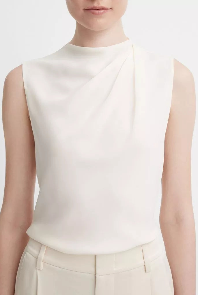 Stretch-Silk Draped Sleeveless Blouse - Chiffon by Vince — alternate view