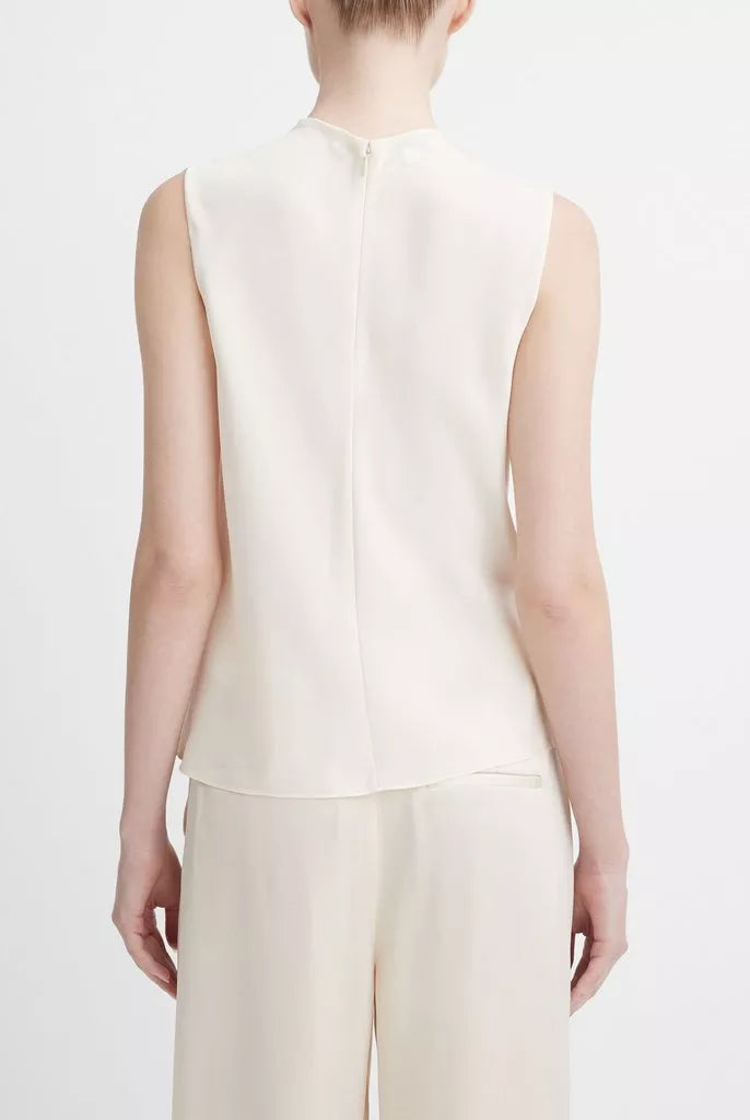 Stretch-Silk Draped Sleeveless Blouse - Chiffon by Vince — view 3