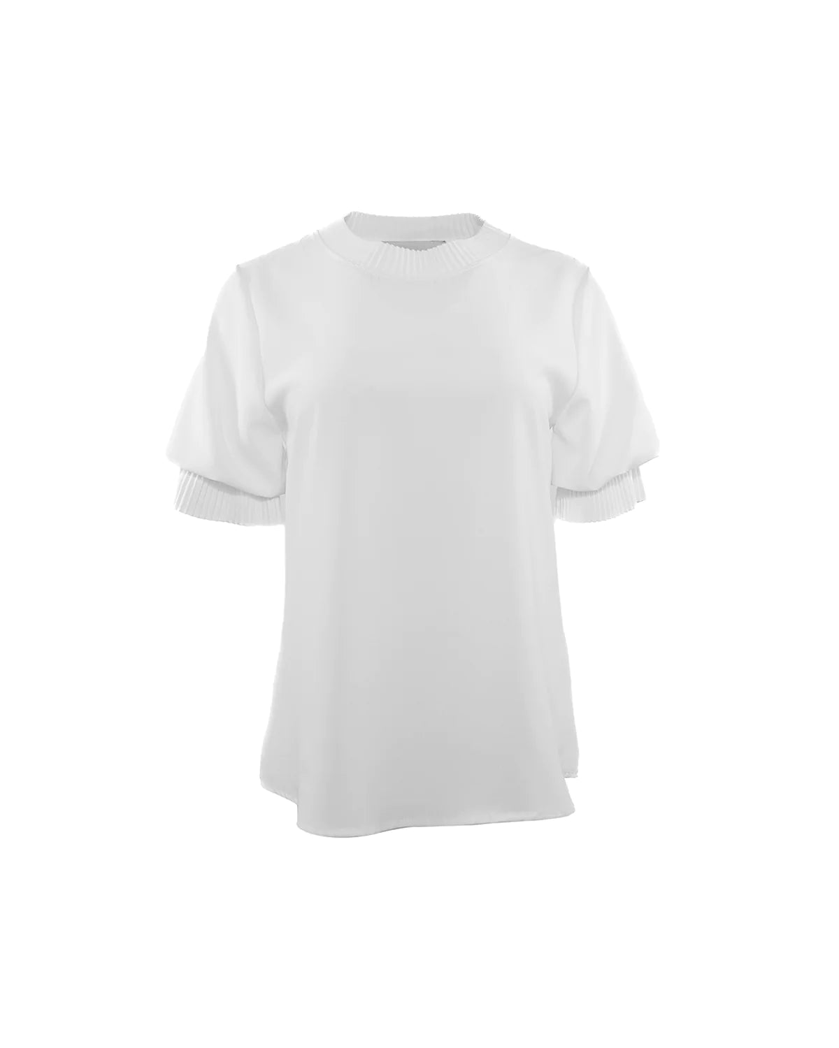 Dione Pleated Neck Top - Ivory by Theo The Label — view 3