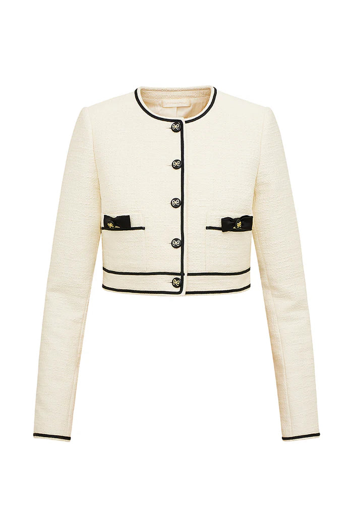 Talika Tweed Jacket - Cream by LoveShackFancy — view 5