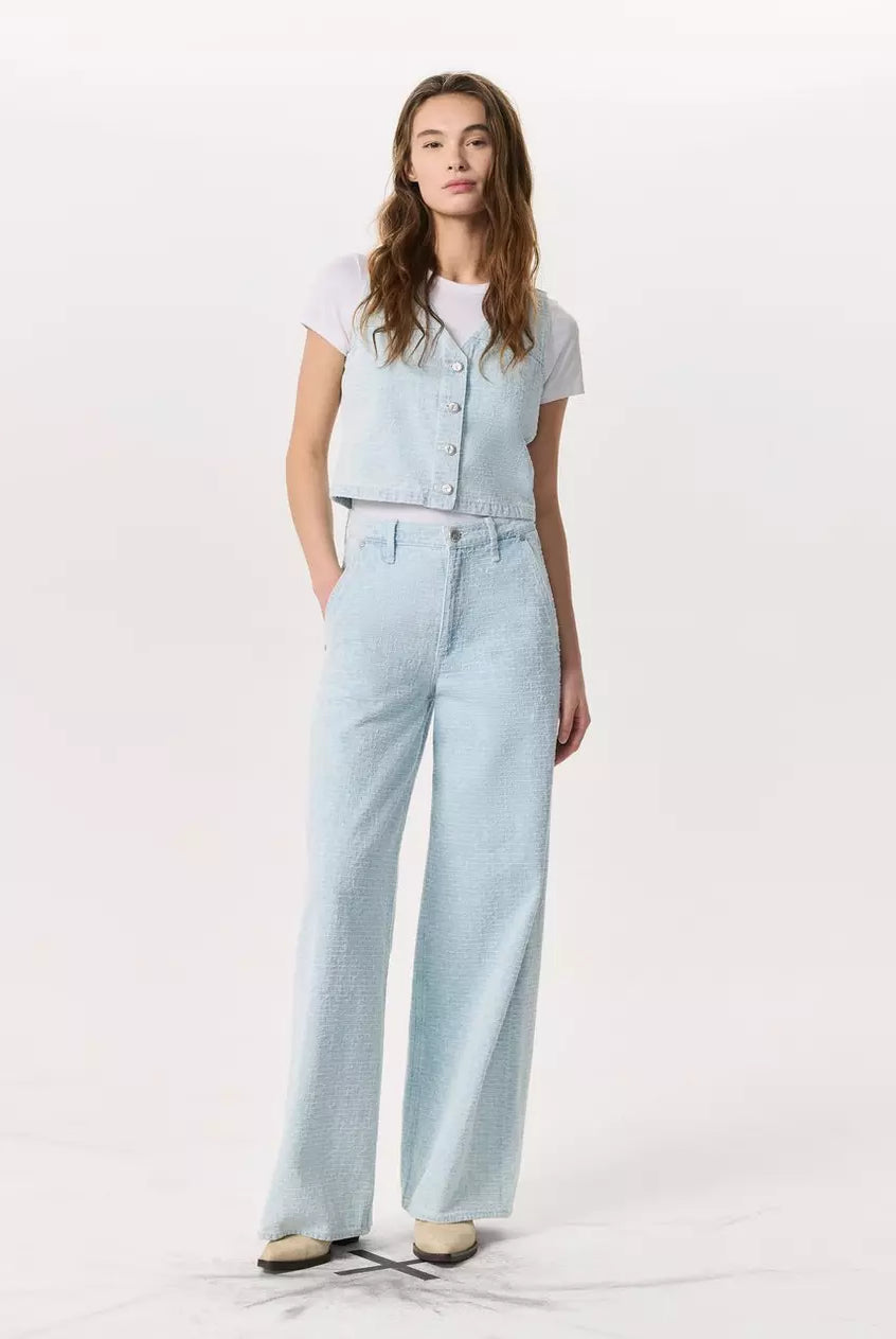 Sofie Tailored Textured Wide-Leg Jean - Sky Blue Tweed by Rag & Bone | 25 South Boutiques