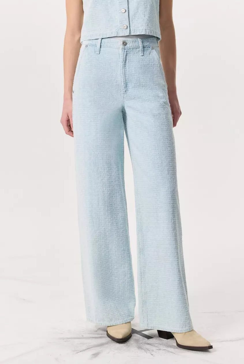 Sofie Tailored Textured Wide-Leg Jean - Sky Blue Tweed by Rag & Bone — alternate view