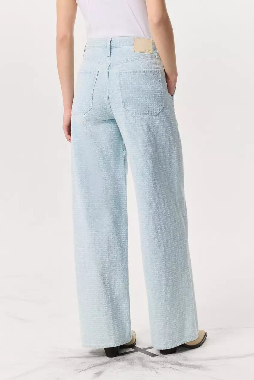 Sofie Tailored Textured Wide-Leg Jean - Sky Blue Tweed by Rag & Bone — view 4