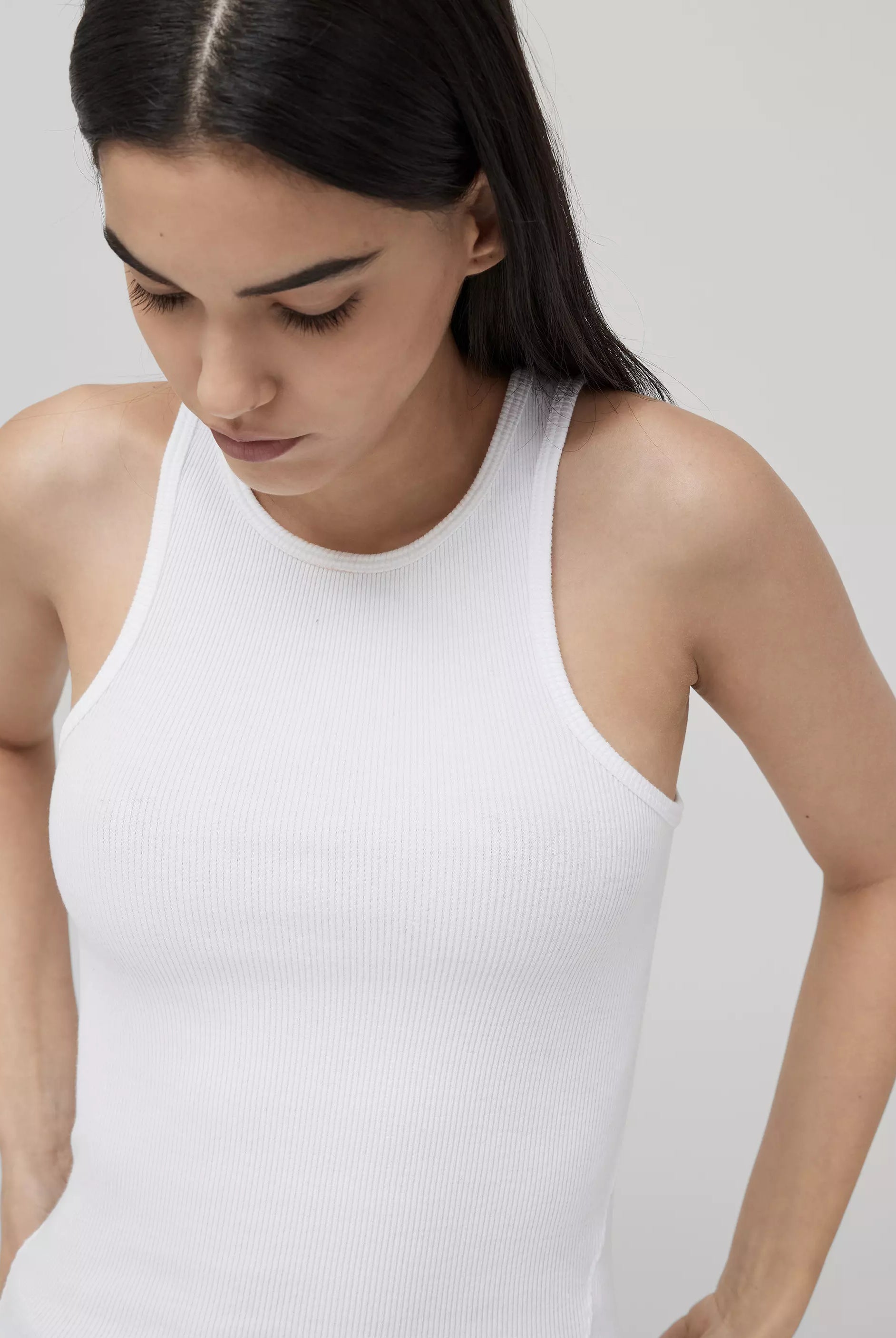 The Essential Rib Tank - White by Rag & Bone — view 3