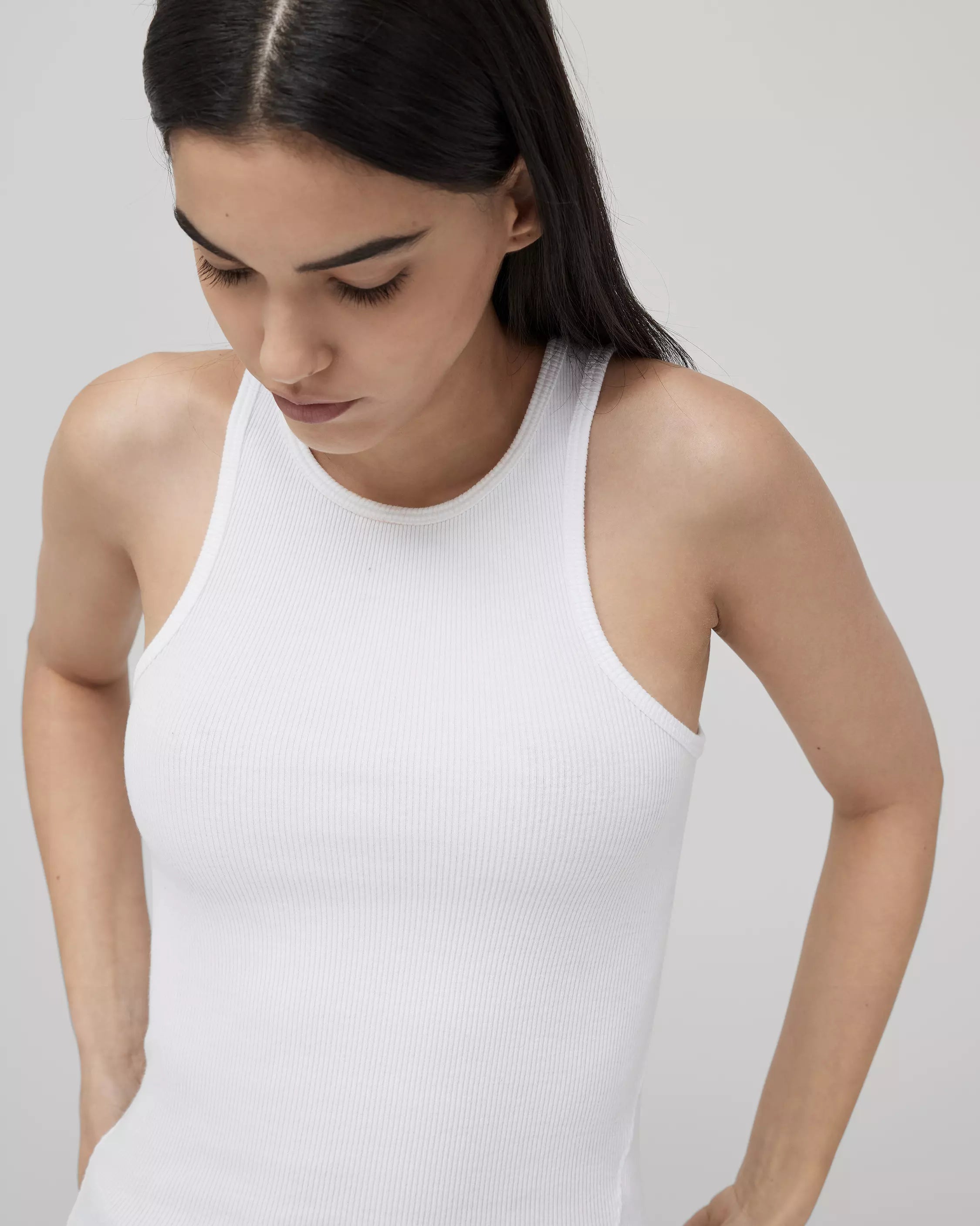 The Essential Rib Tank - White by Rag & Bone — view 3