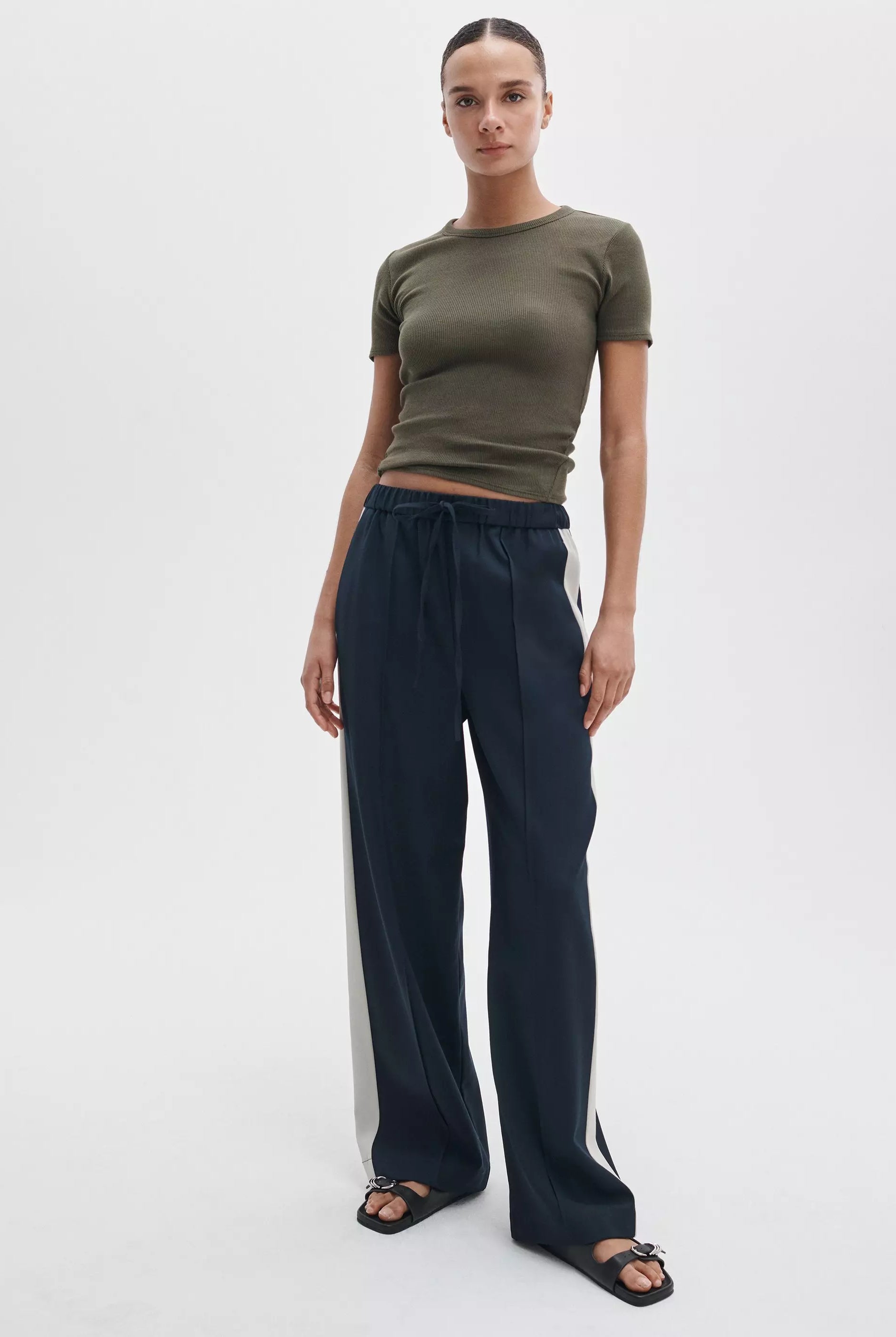 The Essential Ribbed Tee - Dark Olive by Rag & Bone — view 4