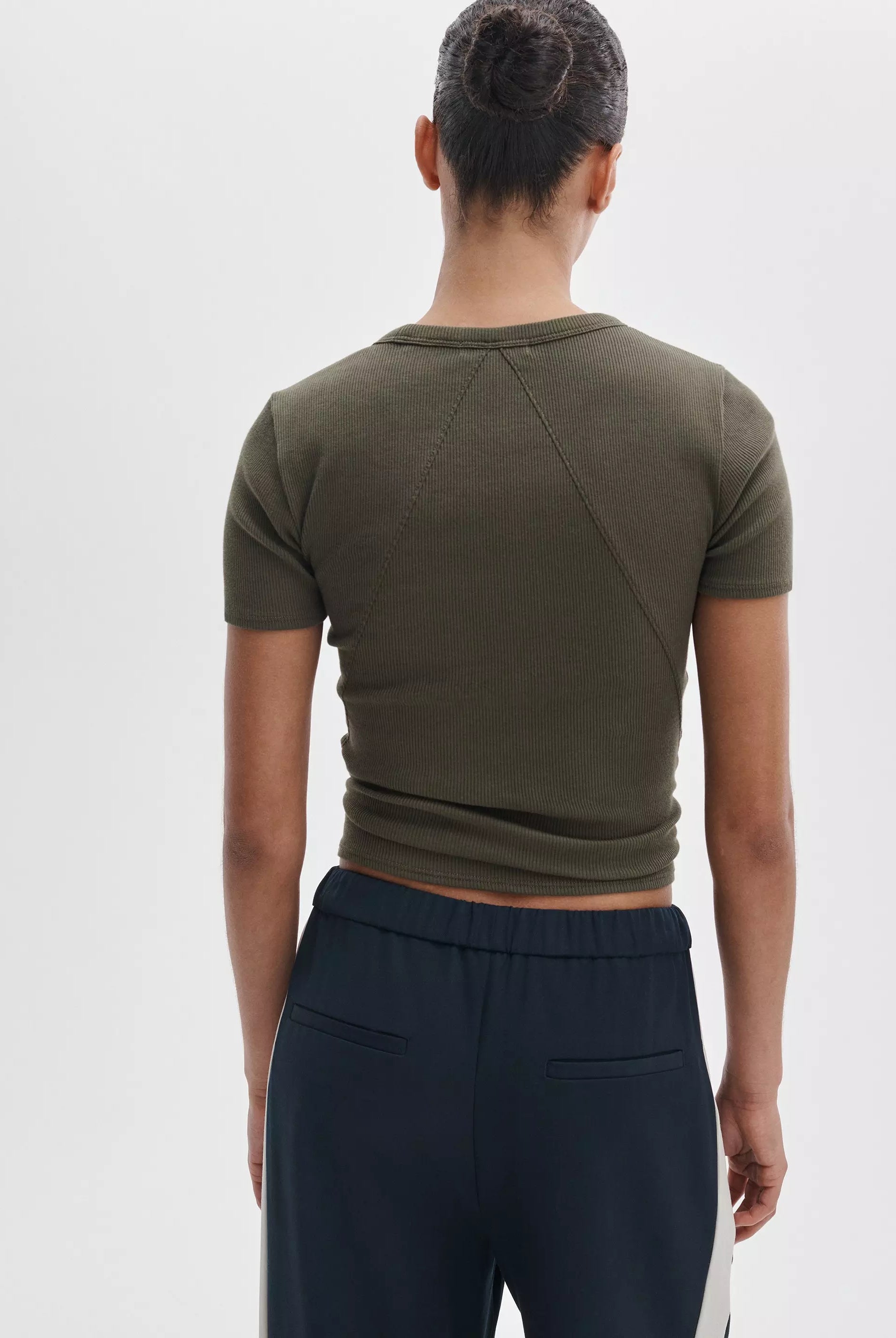 The Essential Ribbed Tee - Dark Olive by Rag & Bone — alternate view