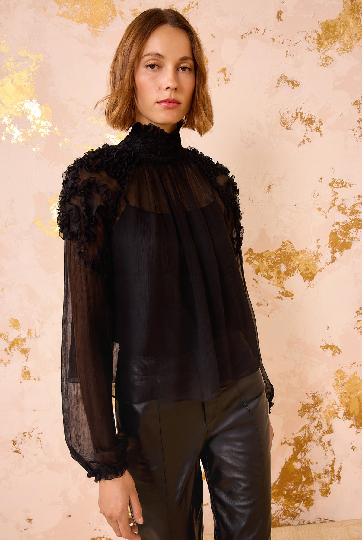 Magdalena Silk Smocked Long Sleeve - Noir by Ulla Johnson | 25 South Boutiques